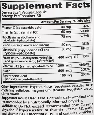 Doctor's Best, Fully Active B Complex with Quatrefolic (Полностью активный комплекс витаминов группы В с кватрефоликом) 30 капсул