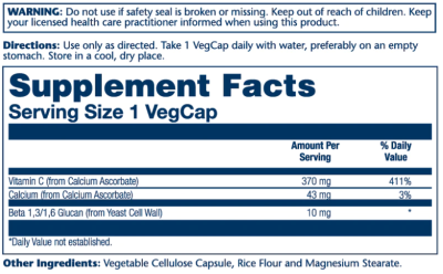Solaray Beta Glucan 10 мг with vitamin C 60 капсул