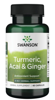 Swanson Turmeric, Acai & Ginger (куркума, асаи и имбирь) 60 капсул