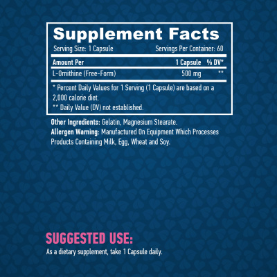 Haya Labs L-Ornithine (L-орнитин) 500 мг 60 капсул