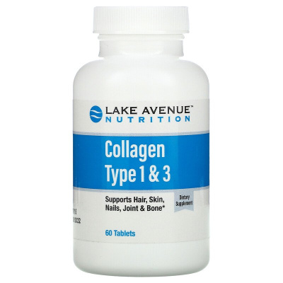 Lake Avenue Nutrition Collagen Tipe 1&3 (гидролизованный коллаген типов 1 и 3) 1000 мг 60 таблеток
