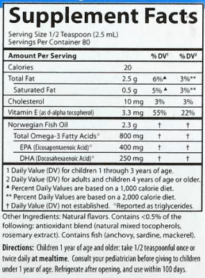 Carlson Kid's Norwegian The Very Finest Fish Oil (Детский самый лучший рыбий жир) натуральный лимон 800 мг 200 мл