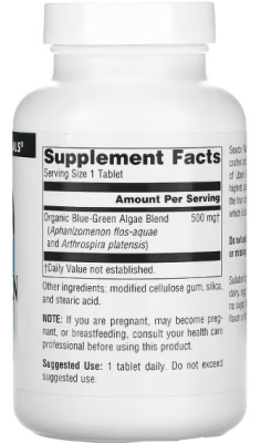 Source Naturals Blue-Green Algae (Сине-зеленые водоросли) 500 мг 200 таблеток