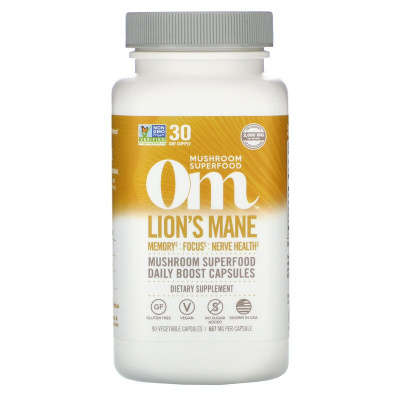 Om Mushrooms Lion`s Mane (ежовик гребенчатый) 667 мг 90 вегетарианских капсул