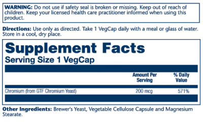 Solaray GTF Chromium (GTF Хром) 200 мкг 100 капсул