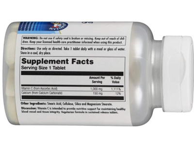 KAL C Sustained Release Buffered (Витамин С Буферизованный с пролонгированным высвобождением) 1000 мг 100 таблеток