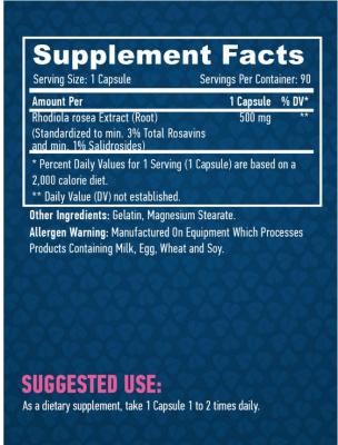 Haya Labs Rhodiola Rosea Extract (экстракт розовой родиолы) 500 мг 90 капсул