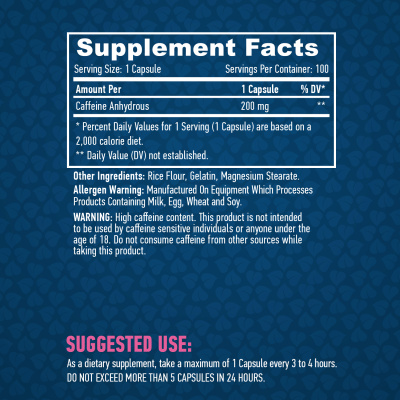 Haya Labs Caffeine (Кофеин) 200 мг 100 капсул