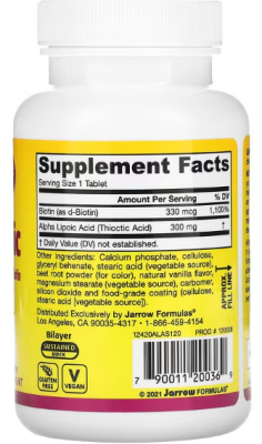 Jarrow Formulas Alpha Lipoic Sustain with Biotin (Альфа-липоевая кислота с биотином) 120 таблеток