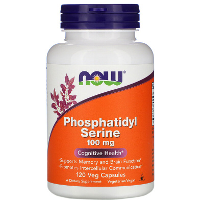 Now Phosphatidyl Serine (Фосфатидилсерин) 100 мг 120 капсул, срок годности 06/2026