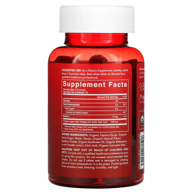 Sports Research Organic Apple Cider Vinegar (органический яблочный уксус c уксусной маткой) натуральное яблоко 60 жевательных таблеток
