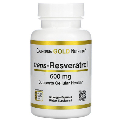 California Gold Nutrition trans-Resveratrol (транс-ресвератрол) 600 мг 60 капсул