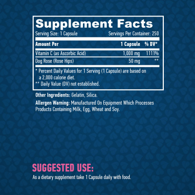 Haya Labs High Potency Vitamin C with rose hips (Витамин С с шиповником) 1000 мг 250 капсул