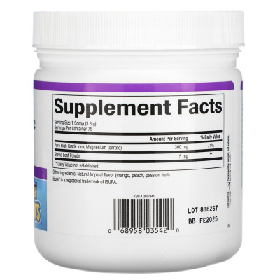 Natural Factors Magnesium Citrate (Цитрат магния) со вкусом тропических фруктов 250 г