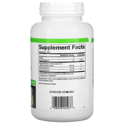Natural Factors DGL (деглицирризированный экстракт корня солодки) 180 жевательных таблеток