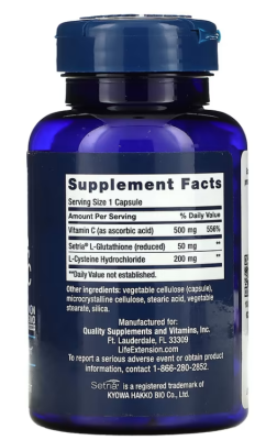 Life Extension Glutathione Cysteine & C (глутатион, цистеин и С) 100 капсул