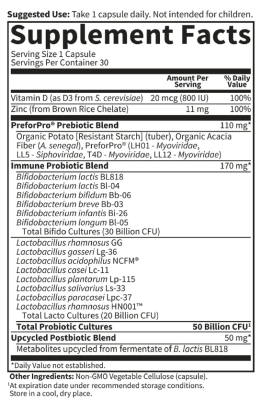 Garden Of Life Probiotics Immune 50B (Пробиотики Иммунные 50 миллиардов) 30 вег капсул