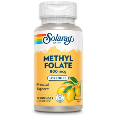 Solaray Methyl Folate Sugar Free Lozenge (Метилфолат ) лимон без сахара 800 мкг 60 пастилок