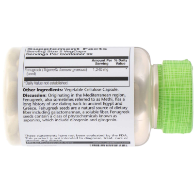 Solaray Fenugreek Seed (Пажитник) 620 мг 180 капсул, срок годности 06/2026