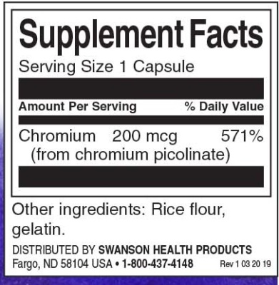 Swanson Chromium Picolinate (Пиколинат хрома) 200 мкг 100 капсул
