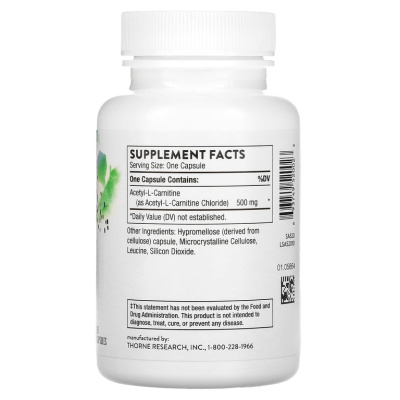 Thorne Research Acetyl-L-Carnitine (ацетил-L-карнитин) 60 капсул