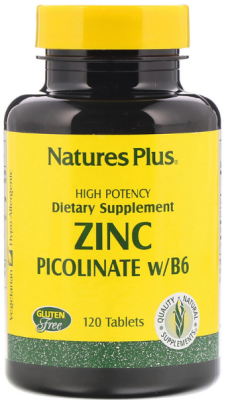 NaturesPlus Zinc Picolinate w/B6 (Пиколинат цинка с витамином B6) 120 таблеток