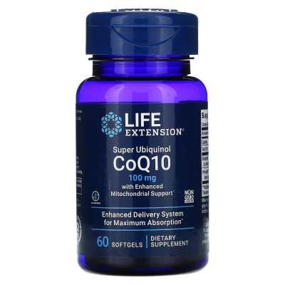 Life Extension Super Ubiquinol CoQ10 with Enhanced Mitochondrial Support 100 мг 60 капсул