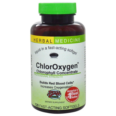 Herbs Etc. ChlorOxygen Chlorophyll Concentrate Alcohol Free (концентрат хлорофилла не содержит спирта) 120  капсул