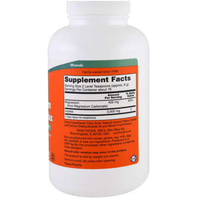 NOW Magnesium Inositol Relax (Магний расслабляющий инозитол) лимонад 454 гр