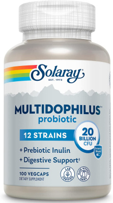 Solaray Multidophilus™ 12 (Пробиотик 12 штаммов) 20 миллиардов КОЕ 100 кишечнорастворимых растительных капсул
