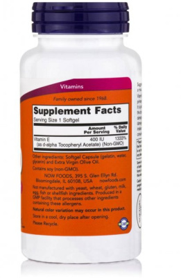 NOW E-400 d-Alpha Tocopheryl (Витамин Е) 400 МЕ (268 мкг) 100 гелевых капсул