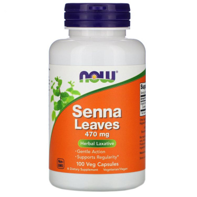 NOW Senna Leaves (Листья сенна) 470 мг 100 капсул