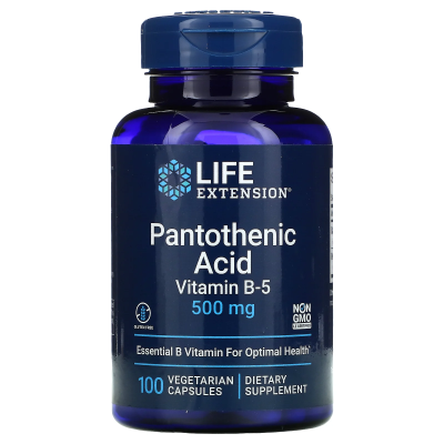 Life Extension Pantothenic Acid Vitamin B-5 (Пантотеновая кислота Витамин В-5 500 мг 100 вег. капсул