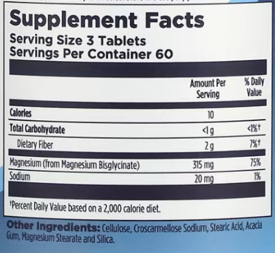 KAL Chelated Magnesium Bisglycinate (Хелатный бисглицинат магния) 180 таблеток