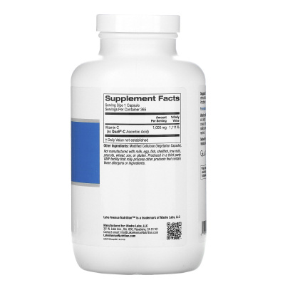 Lake Avenue Nutrition Vitamin C (Витамин C) с Quali-C 1000 мг 365 капсул