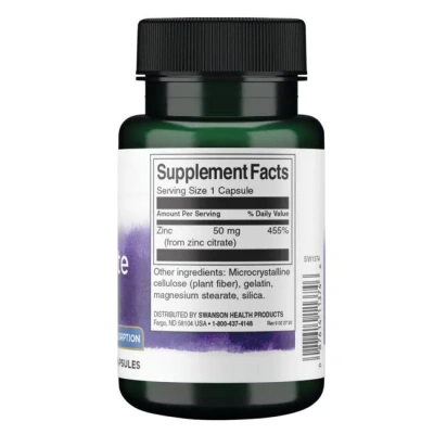 Swanson Zinc Citrate (цитрат цинка) 50 мг 60 капсул