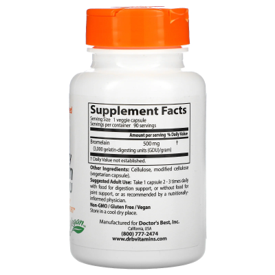 Doctor's Best High Potency Bromelain (высокоэффективный бромелаин) 3000 GDU 500 мг 90 вег. капсул