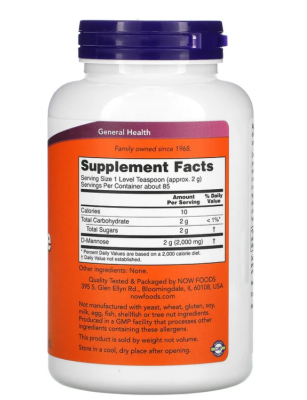 NOW Certified Organic D-Mannose Pure Powder (сертифицированный органический порошок D-Mannose) 170 гр