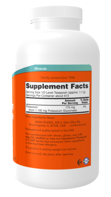 NOW Potassium Gluconate Pure Powder (Порошок глюконата калия) 454 г