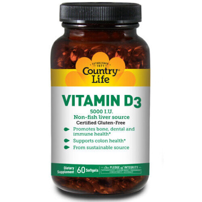 Country Life Vitamin D3 (Витамин D3) 125 мкг 5000 МЕ 60 капсул