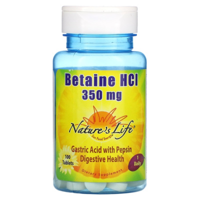 Nature's Life Betain HCL (бетаина гидрохлорид) 350 мг 100 таблеток
