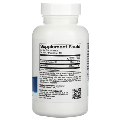 Lake Avenue Nutrition Benfotiamine with Thiamine 250 мг (Бенфотиамин, тиамин, витамин B1) 120 капсул