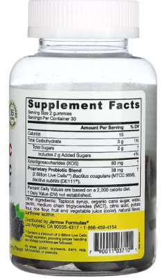 Jarrow Formulas Probiotic + Prebiotic (Пробиотик + пребиотик) ежевика 2 миллиарда КОЕ  60 жевательных конфет