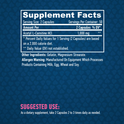 Haya Labs Acetyl L-Carnitine (Ацетил L-Карнитин) 1000 мг 100 капсул