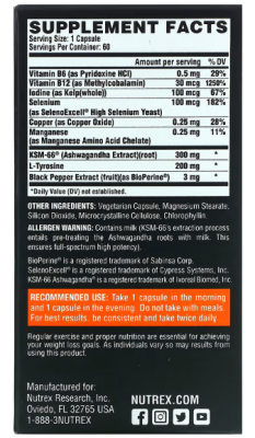 Nutrex Research LIPO-6 Black Thyrolean Fat Loss Support 60 капсул