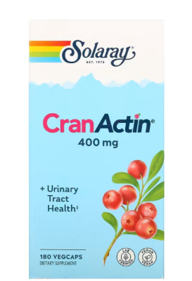 Solaray CranActin Urinary Tract Health (здоровье мочевыводящих путей) 400 мг 180 вег капсул, срок годности 06/2026