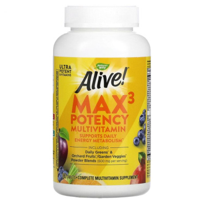 Nature's Way Alive! Max3 Potency (мультивитаминный комплекс без добавления железа) 180 таблеток