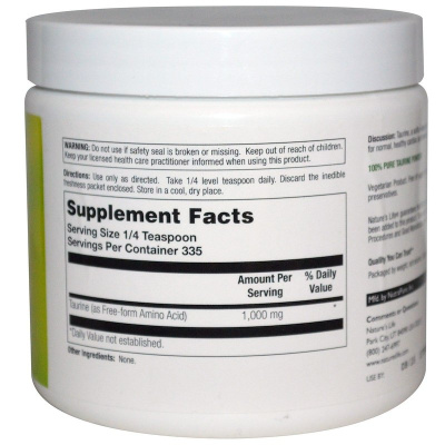 Nature's Life Taurine Powder (Порошок таурина) без вкуса 335 г
