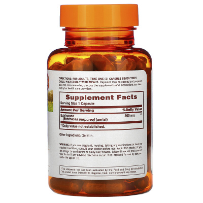 Sundown Naturals Whole Herb Echinacea (Эхинацея) 400 мг 100 капсул