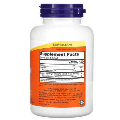 Now Foods Borage Oil Concentration GLA (масло бурачника концентрированная ГЛК) 1000 мг 120 капсул